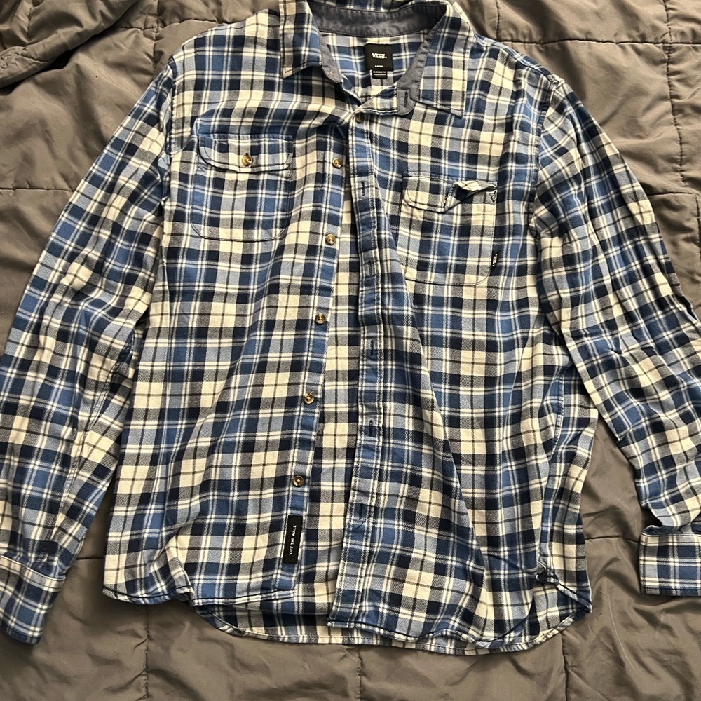 Men's Vans Blue and White Flannel